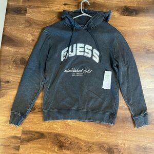A.P.C. faded black pullover hoodie with white logo